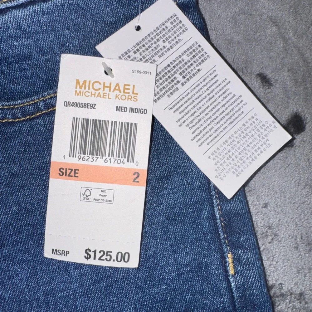 Michael Kors Selma Skinny Cargo Jeans Medium Indigo Blue Womens 2 QR49058E9Z